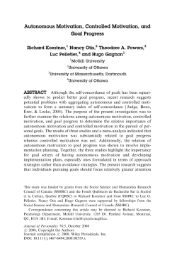 Autonomous Motivation, Controlled Motivation, and Goal Progress