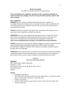 1 Medo Curriculum Last Edited in October 2016 by