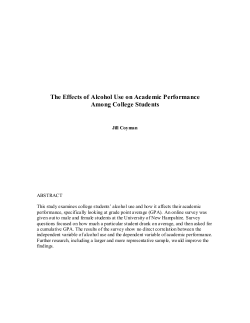 The Effects of Alcohol Use on Academic Performance
