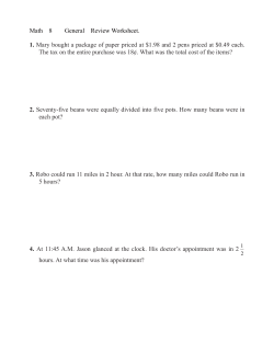 Math 8 General Review Worksheet. 1. Mary bought a package of