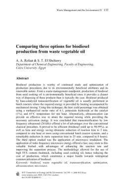 Comparing three options for biodiesel production from