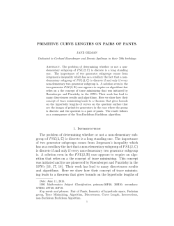 Primitive Curve Lengths on Pairs of Pants. - Rutgers