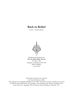 Back to Bethel - Thru the Bible
