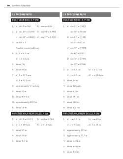 7.2 the sine ratio build your skills, p. 298 practise your new skills, p