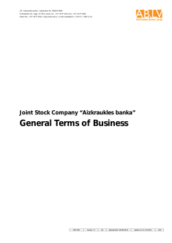 Joint Stock Company &ldquo;Aizkraukles banka&rdquo; General