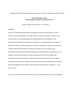 Project manager response to unexpected events