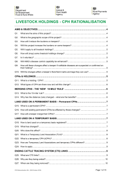 livestock holdings - cph rationalisation