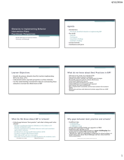 Obstacles to Implementing Behavior Intervention Plans