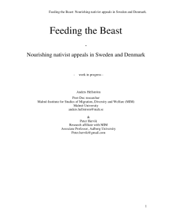 Title: Feeding the Beast: Nourishing nativist appeals in Sweden and