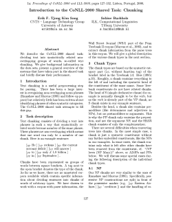 Introduction to the CoNLL-2000 Shared Task: Chunking Erik F