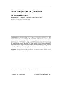 Syntactic Simplification and Text Cohesion
