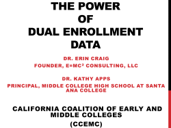 The Power of Dual Enrollment Data
