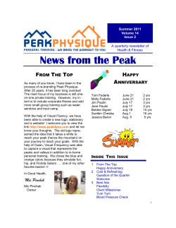 News from the Peak - Peak Physique Personal Training