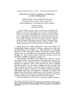 influence of style of dress on formation of first impressions
