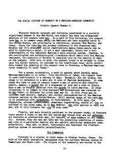 THE SOCIAL FACTORS OF DONSHIP IN A MEXICAN