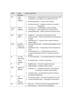Prefix Prefix Meaning Word / Definition dis