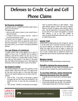 Defenses to Credit Card and Cell Phone Claims - CDP