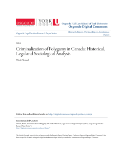 Criminalization of Polygamy in Canada: Historical, Legal and