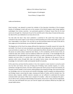 Address of His Holiness Pope Francis World Congress of