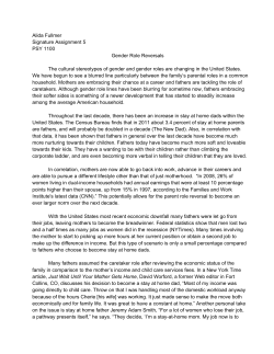 Alida Fullmer Signature Assignment 5 PSY 1100 Gender Role