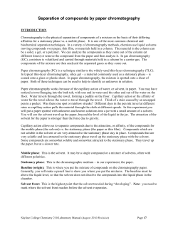 Separation of compounds by paper chromatography