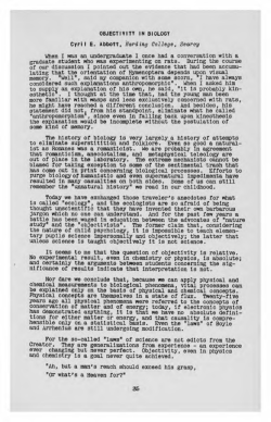 Objectivity in Biology - University of Arkansas Libraries