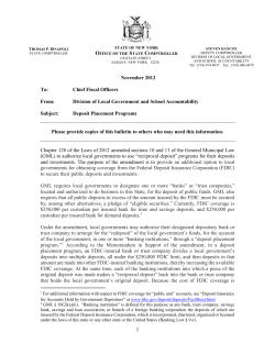 Deposit Placement Programs - Office of the State Comptroller