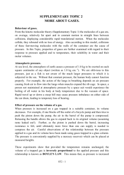 SUPPLEMENTARY TOPIC 2 MORE ABOUT GASES.