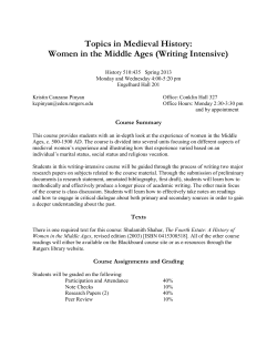 Topics in Medieval History: Women in the Middle Ages (Writing