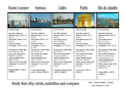 Cost of Living One-litre bottle of mineral water: RM2.80 (&pound;0.39) 33cl