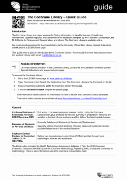 The Cochrane Library - University of Aberdeen