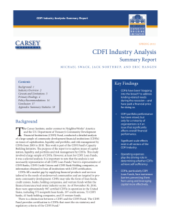 CDFI Industry Analysis: Summary Report