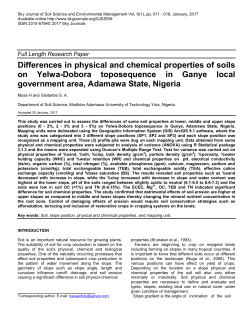 Differences in physical and chemical properties of soils on Yelwa