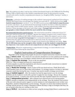 Comprehension Intervention Strategy