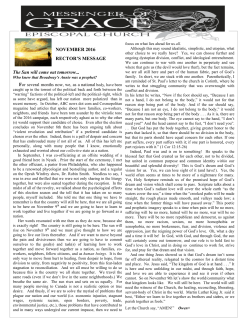 NOVEMBER 2016 RECTOR`S MESSAGE The Sun will come out