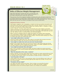 Skills of Effecive Weight Management