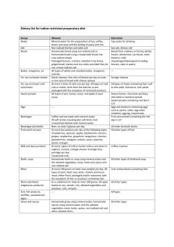 Dietary list for iodine restricted preparatory diet