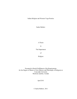 Indian Religion and Western Yoga Practice Sacha Mathew A Thesis
