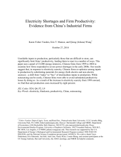Electricity Shortages and Firm Productivity: Evidence from China`s
