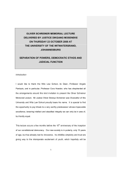 Oliver Schreiner memorial lecture delivered by Justice Dikgang