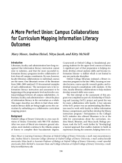 A More Perfect Union: Campus Collaborations for Curriculum