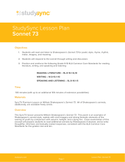 StudySync Lesson Plan Sonnet 73