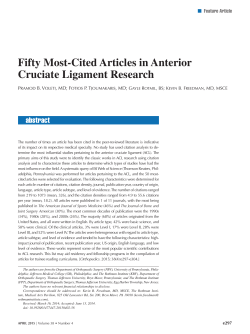 Fifty Most-Cited Articles in Anterior Cruciate Ligament