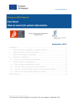 Fact Sheet How to search for patent information