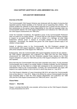 CHILD SUPPORT (ADOPTION OF LAWS) AMENDMENT BILL 2014