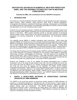 anticipated advances in numerical weather prediction