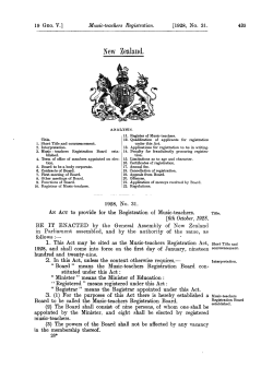 19 GEO V 1928 No 31 Music teachers Registration
