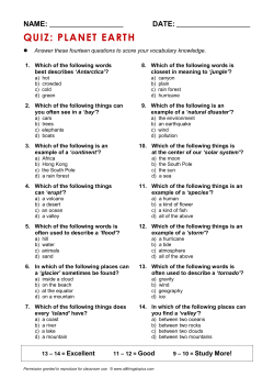 quiz: planet earth - All Things Topics