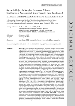 NEL, Biomarkers for Myocardial Injury in Scorpion Sting