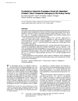 Mycobacterium tuberculosis Expresses a Novel pH